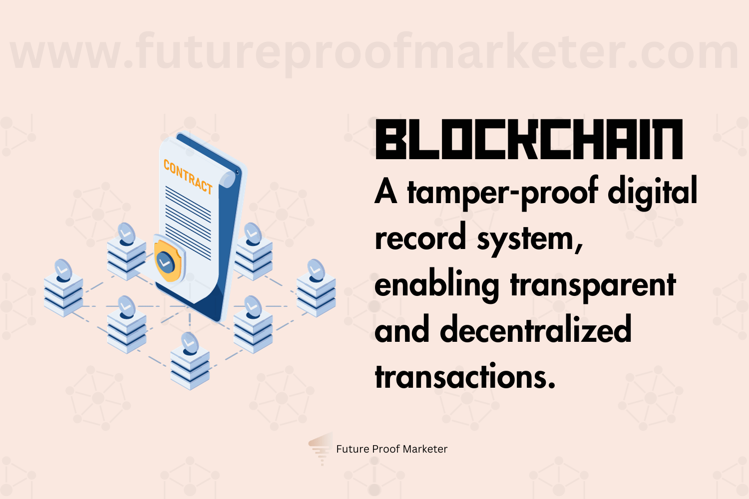 Blockchain defined as a tamper-proof digital record system enabling transparent, decentralized transactions