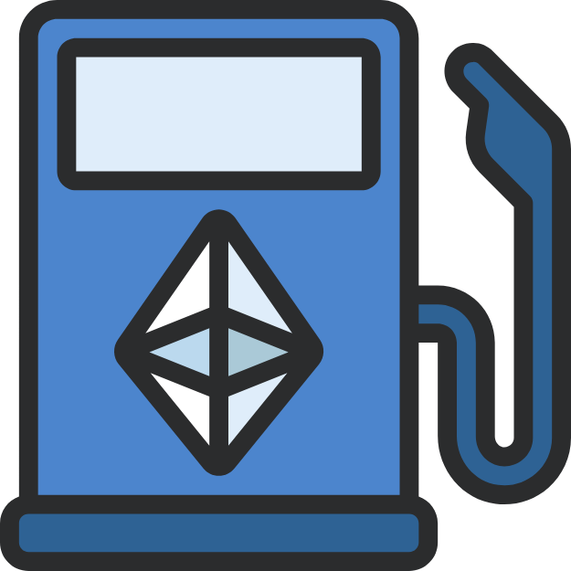 Fuel pump icon with the Ethereum logo, representing gas fees