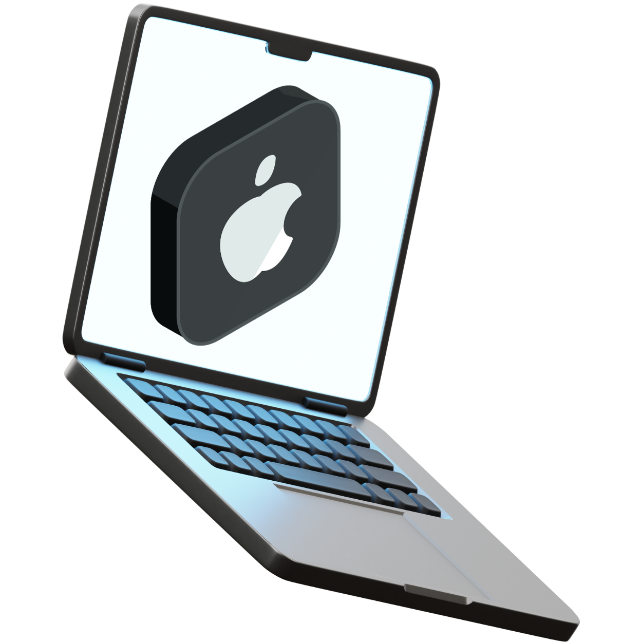 Laptop displaying the Apple logo on its screen